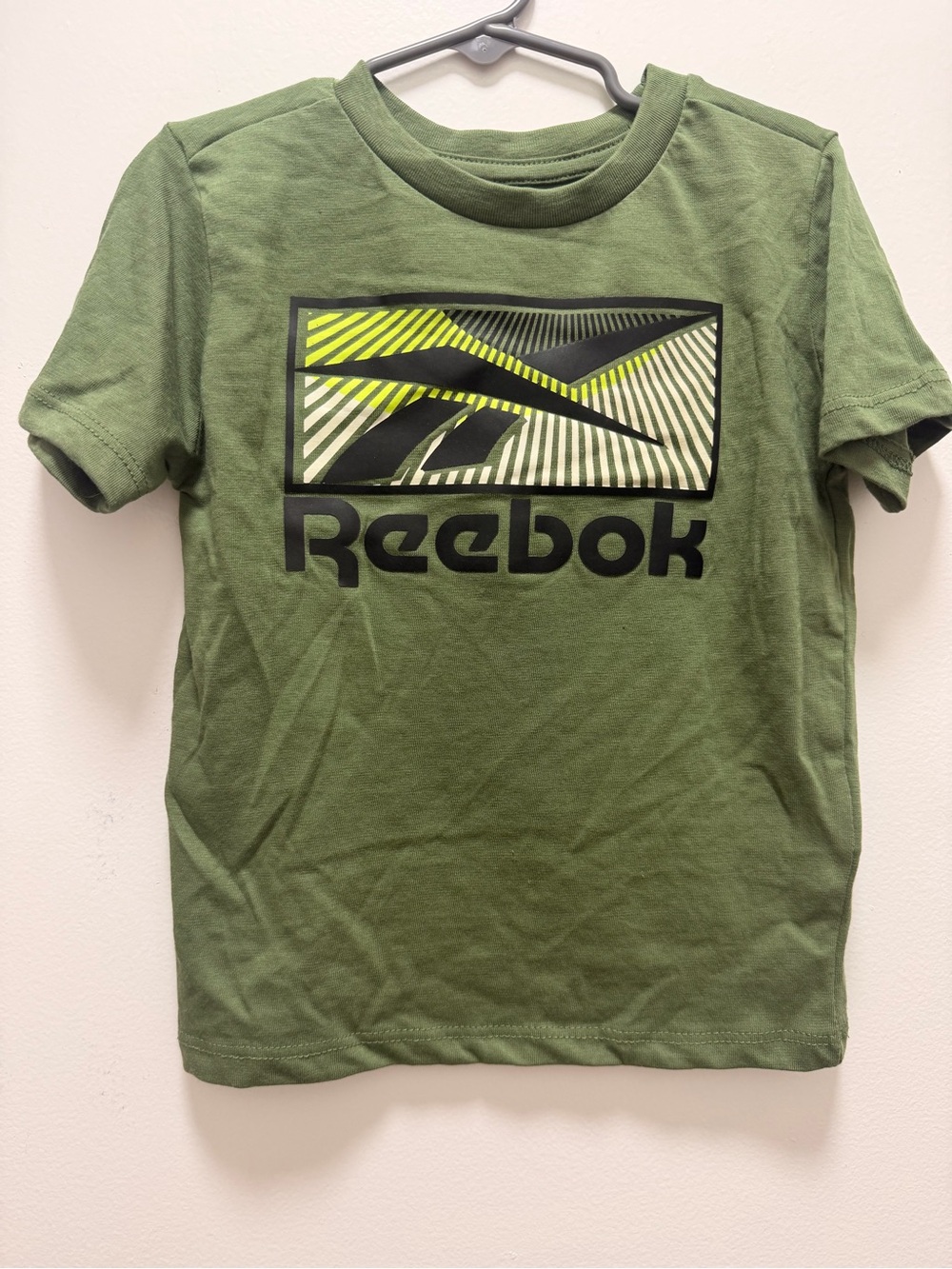 Reebok Green Short Sleeve Logo Tee with Neon Accent